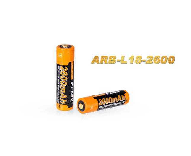 FENIX BATTERY, ONE 2600mAh 18650 LITHIUM ION BATTERY, RECHARGEABLE